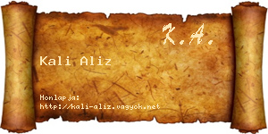 Kali Aliz névjegykártya